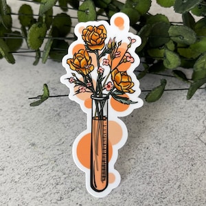 Chemistry Sticker, Science Sticker, Holo Sticker, Test Tube Sticker, Botany Sticker, Flowers and Science, Water Bottle & Laptop Decal