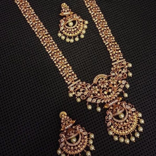 Bridal Gold Haram Set With Kemp Stones 