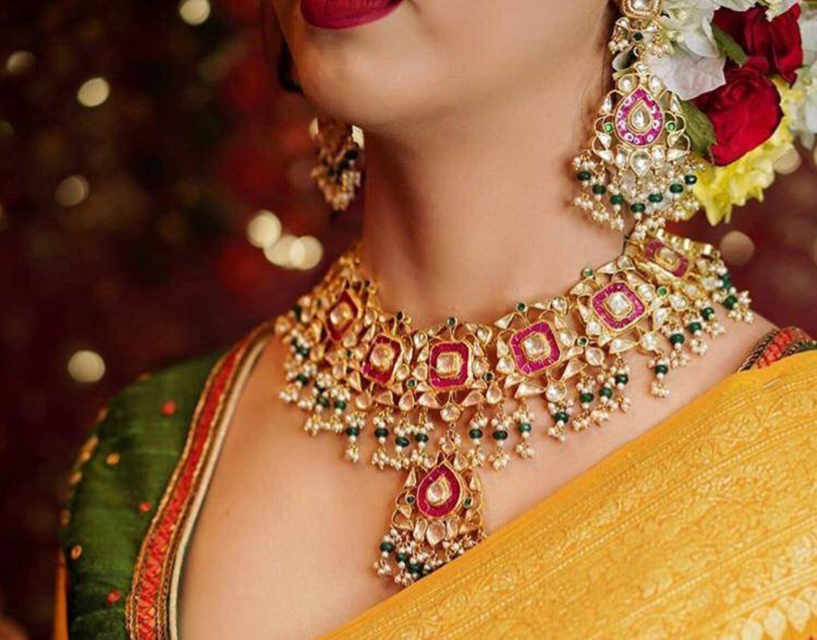 Jadau wedding jewelry kundan indian bridal set pearl Etsy