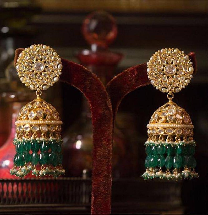 Kundan Statement Jhumkas, Indian Jadau Earrings, Gold Kundan Wedding Jewelry, Bridal Earrings Etsy