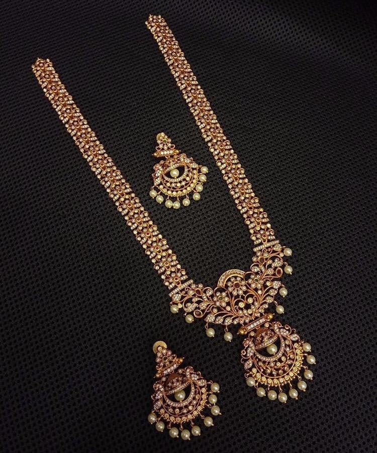 Bridal Gold Haram Set With Kemp Stones 