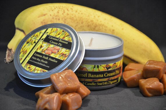 Caramel Banana Cream Pie Scented Candle, 5oz Hand poured Candle, Bakery Scents,  Great Housewarming Gift!  Banana Scented Candle