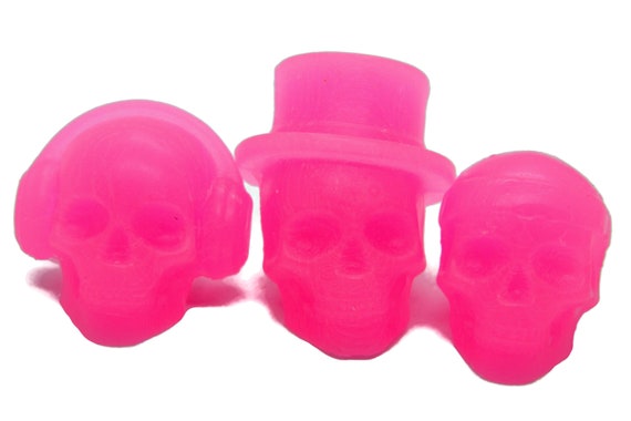 Pink Skull Wax Melts Set of 3, Cotton Candy Sugar High Scented, Fun Skulls, Candy Scented Skulls, Macabre Wax Melts, Stocking Stuffer