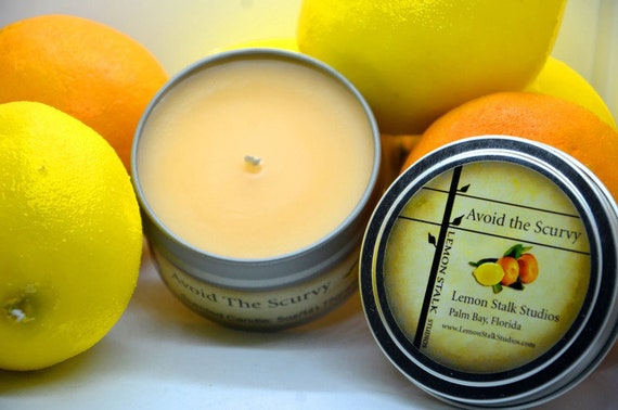Scented Candle, Avoid the Scurvy, 5oz Lemon and Orange Scented Candle, Pirate Collection