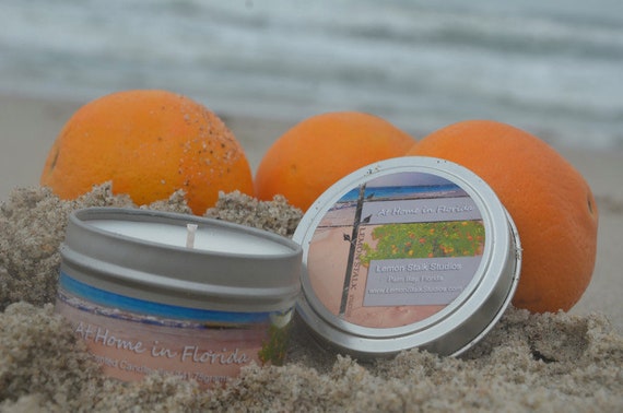 Scented Candle, 5oz Hand Poured Candle, At Home in Florida, Ocean Waves and Orange Groves, Closing Gift, Housewarming Gift, Realtor gift