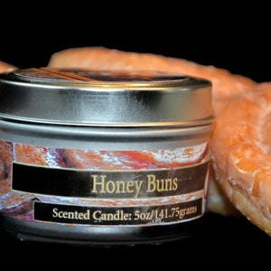 Scented Candle, 5oz Hand Poured Honey Buns Scent, Fresh Baked Bread and Honey, Handmade Candle
