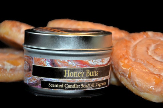 Scented Candle, 5oz Hand Poured Honey Buns Scent, Fresh Baked Bread and Honey, Handmade Candle