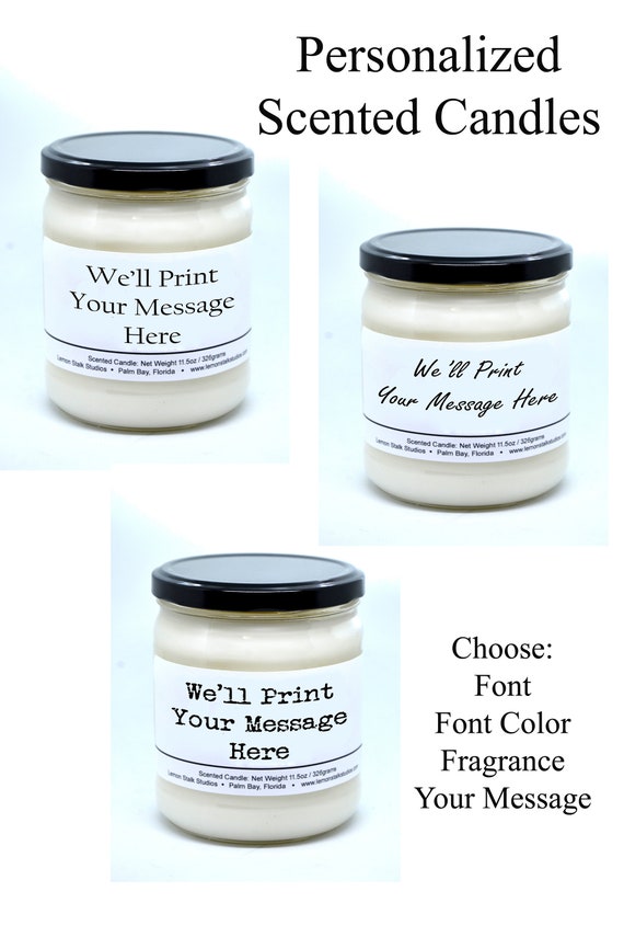 Personalized Scented Candle, Your Message Printed on Candle, Personalized Label, Custom Candle, Gift Message Candle, Personalized Gift