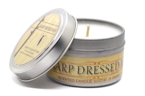 Sharp Dressed Man 5oz Scented Candle Hand Poured by Lemon Stalk Studios, Leather and Cologne, Rugged Scent