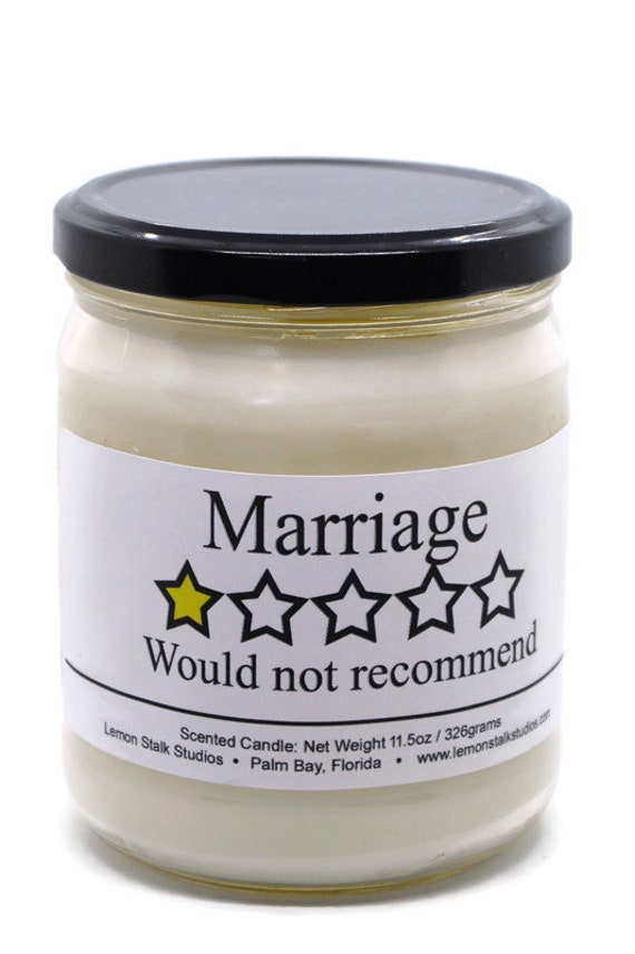 Marriage 1-Star Would not recommend, Funny Divorce Gift, Divorce Candle, Sarcastic Scented Candles, Funny Labels