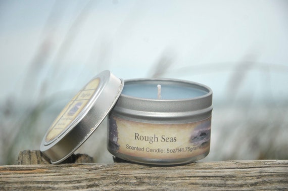 Rough Seas, Ocean Waves and Rain Fresh Scented Pirate Themed Scented Candle, 5oz, Gift for Dad, Gift for Sailor, Father's Day Gift