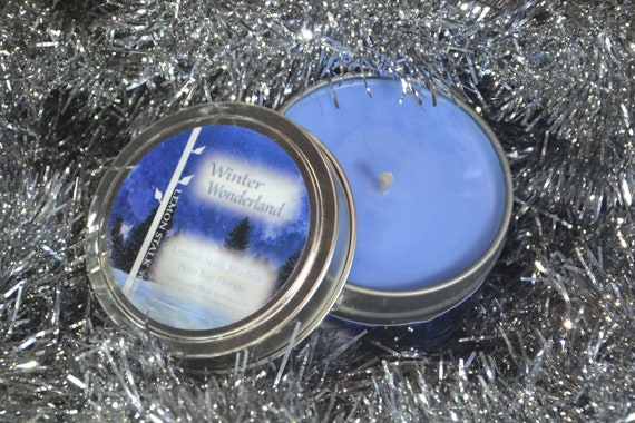 Winter Wonderland, 5oz Vanilla Peppermint Scented Candle Hand Poured by Lemon Stalk Studios,  Fresh Scent,  Aromatherapy