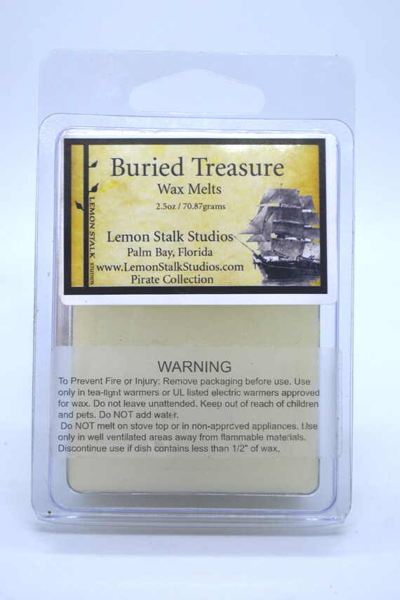 Buried Treasure Scented Wax Melts, Pirate Theme Wax Cubes Hand Poured by Lemon Stalk Studios, Leather and Teakwood, Masculine Scent