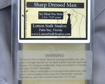 Sharp Dressed Man Scented Wax Cubes Hand Poured by Lemon Stalk Studios, Masculine Scented Wax Melts, Leather and Cologne