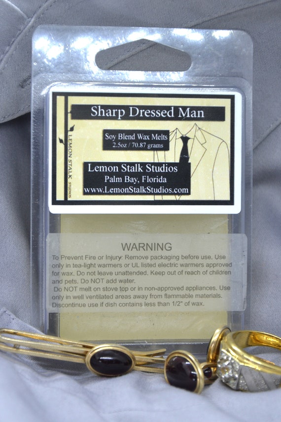 Sharp Dressed Man Scented Wax Cubes Hand Poured by Lemon Stalk Studios, Masculine Scented Wax Melts, Leather and Cologne