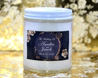 Wedding Favor Candle, Black and Gold Floral, Formal Theme, Classic Wedding Decor, Bridal Shower Giveaways, Party Favors, Wedding Party Gifts