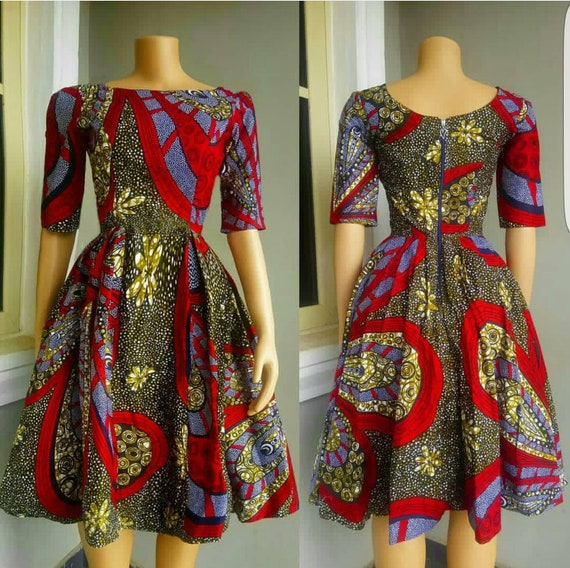 African red dressAfrican women's clothingAfrican midi | Etsy