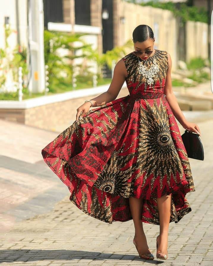 Red african print dressHighlow gownRed ankara dressAfrican | Etsy