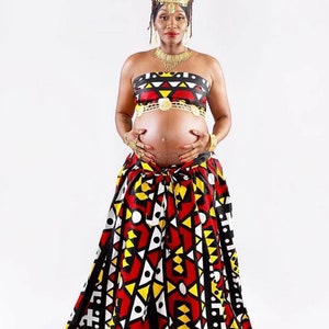 African Maternity Two Pieces Set/African Maternity Dress/African Print Maternity Wear For Photoshoot/Ankara Maternity Gown,Maternity Garment image 2