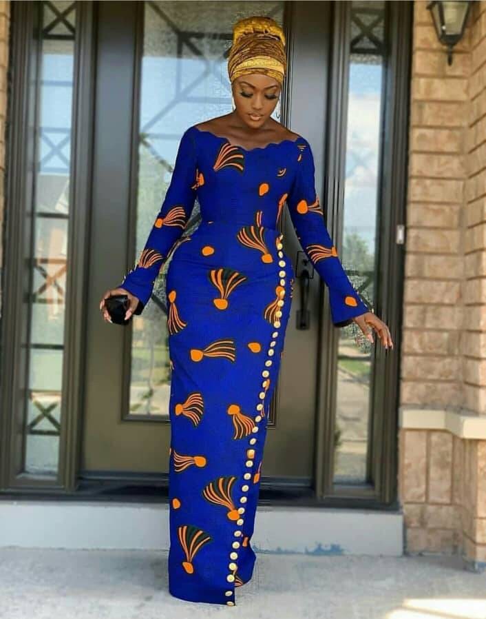 Blue African Print Dressafrican Blue 