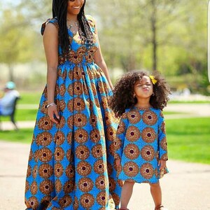 African mommy and me outfits,African mommy and me dress,African clothing for women,custom mommy and me outfit,African family matching outfit image 1