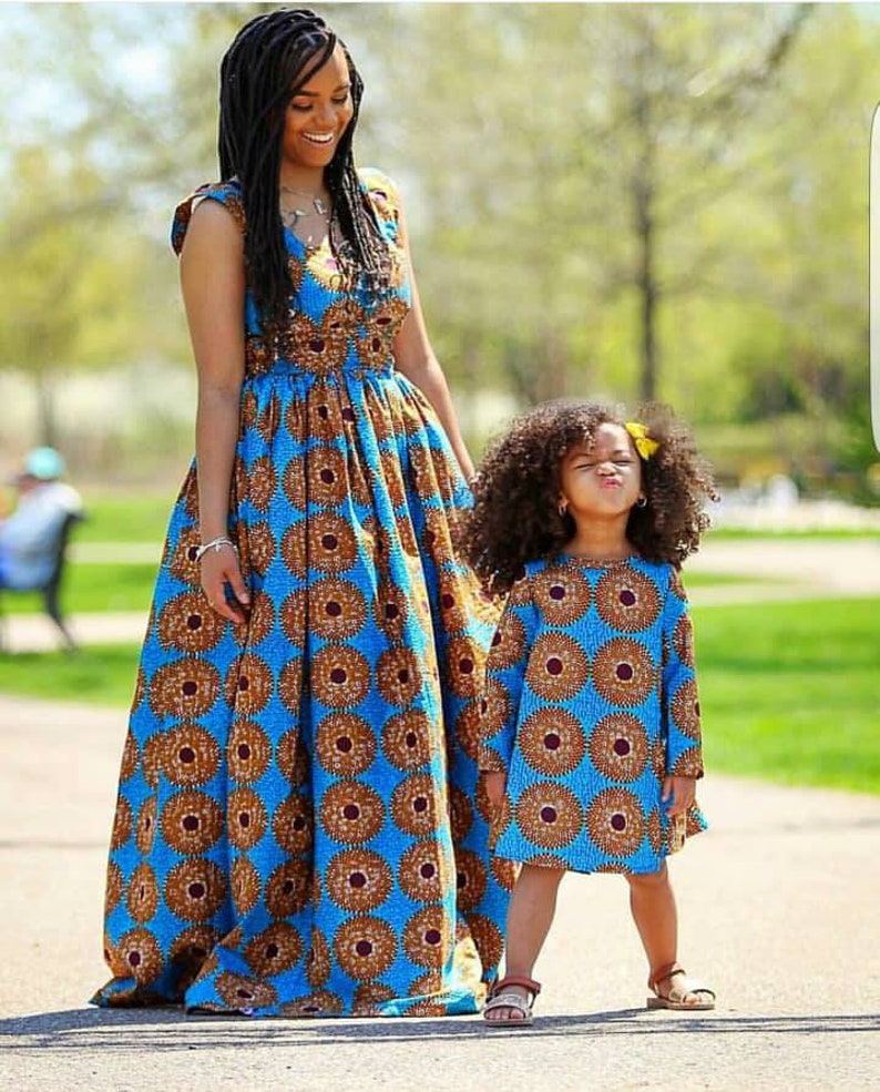 African mommy and me outfits,African mommy and me dress,African clothing for women,custom mommy and me outfit,African family matching outfit image 1