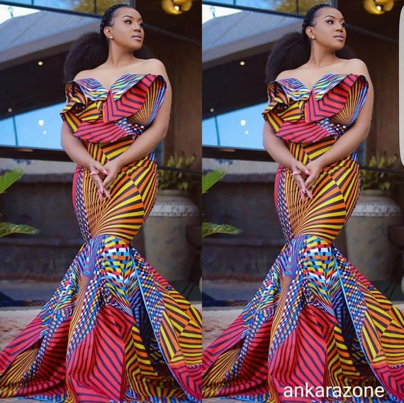 African Mermaid Dress african off Shoulder Dress african Special Occasion Dress african Maxi Dress african Clothing for Women ankara Dress Etsy UK