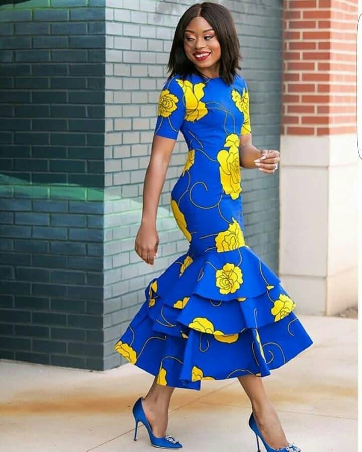 African Short Sleeve Midi Dressafrican Fit and Flare Dress Etsy UK