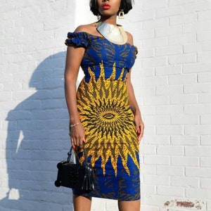 Off shoulder ankara short gown best sale