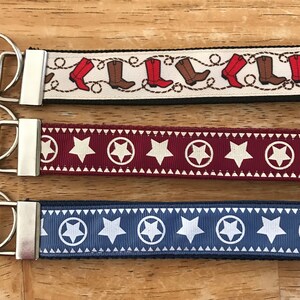 Key Wristlets:  Cowboy Boots, Western Stars Key Fob Key Chain