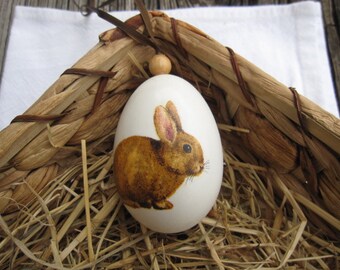 Easter egg, real duck egg with bunny, Easter bunny, Easter decoration, spring, Easter, handmade
