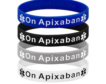 On Apixaban Alert Wristband | Blood Thinner | Deep Vein Thrombosis | Medical Alert | Silicone Bracelets | Waterproof & Hypo-allergenic