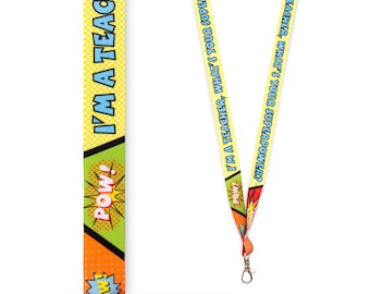 I'm A Teacher, What's Your Superpower? | Unisex Teacher Gift Idea | Superhero Teacher Lanyard | Medical ID Me