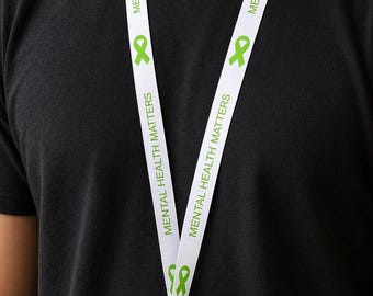 Mental Health Matters Lanyard White - Wear It Green Day Awareness Gift