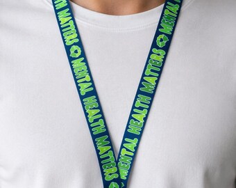 Mental Health Matters Navy & Green Lanyard | Wear It Green Awareness Day