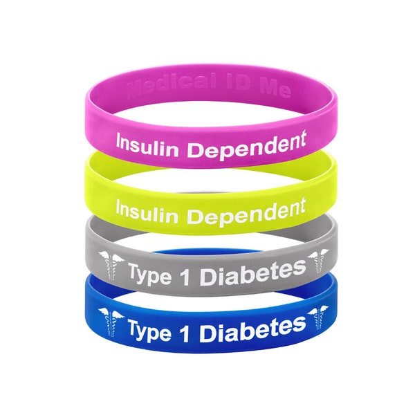 Type 1 Diabetic Insulin Dependent Bracelet | Medical Alert Wristband | Type 1 Diabetes | Silicone Jewellery | Adult & Child sizes available