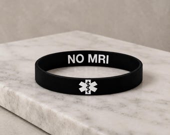 NO MRI Medical Alert Wristband | Hidden Discreet Bracelet 202mm