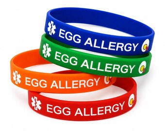 Egg Allergy Baby Toddler Child Awareness Silicone Wristbands 150mm, 180mm 4 Pack