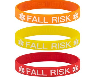 3PCS Falls Risk Wristbands | Fall Alert Silicone Bands | Medical ID Me