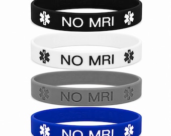 NO MRI Awareness Alert Wristbands - 4 Pack