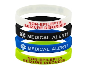 4 Pack | Non-Epileptic Seizure Disorder Bracelet Medical Alert Awareness Wristbands