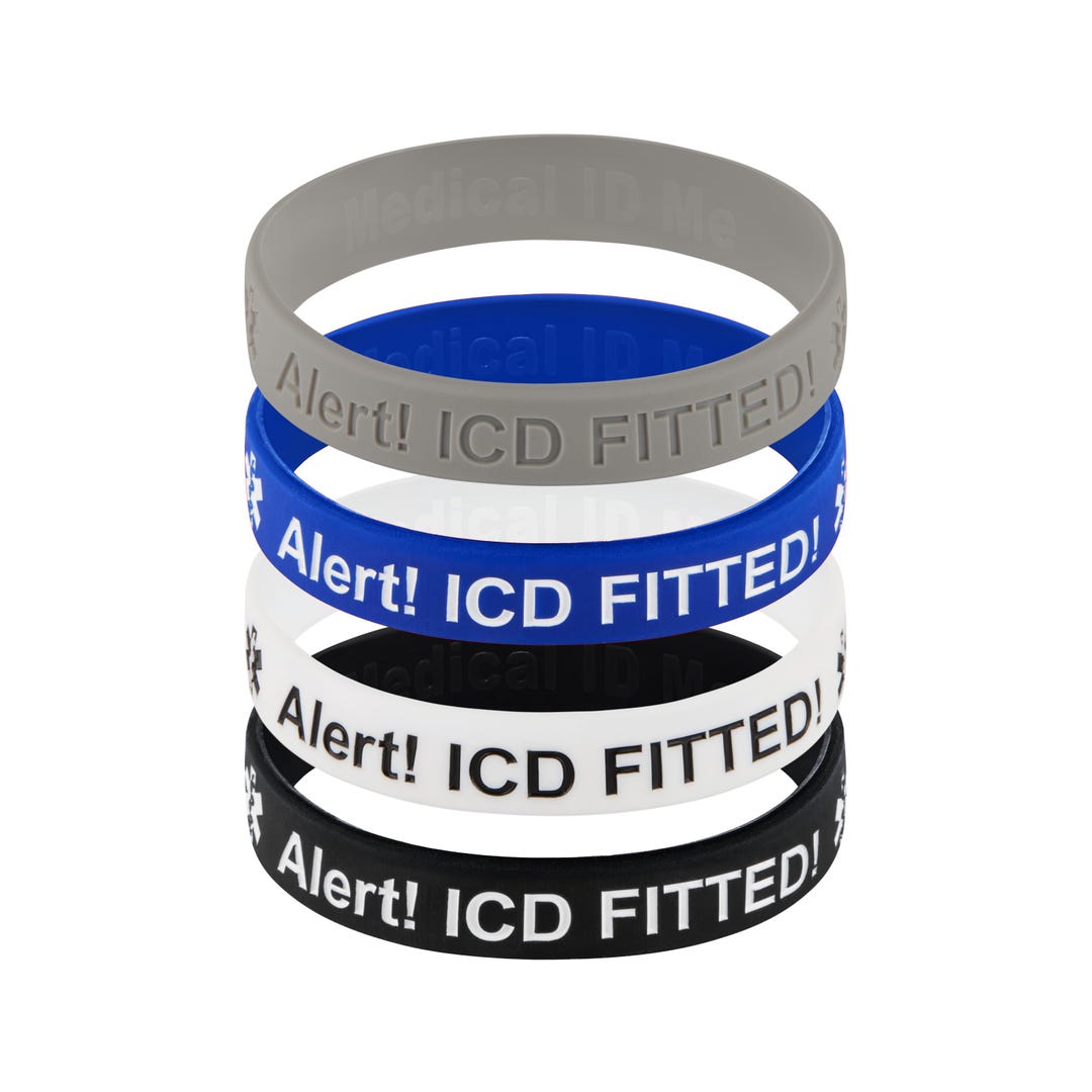 ICD Fitted Alert Medical Wristband Implantable Cardioverter Defibrillator  Medical Alert Silicone Bracelets Medical ID Jewellery