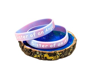 Sister of an Angel Silicone Wristband Child Infant Baby Loss Sisters