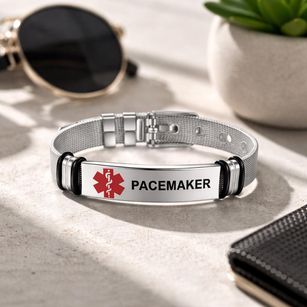 Pacemaker Fitted Medical Alert Adjustable Bracelet | Stainless Steel ...