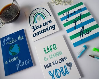 Set of 4 | Positivity Greeting Cards | Positive Quotes | Mental Health | Self Love | Positive Affirmation | Gift for Friend | Just Because