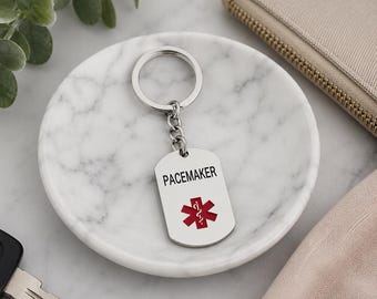 Pacemaker Stainless Steel Awareness Keyring Medical Alert Pacemaker Fitted