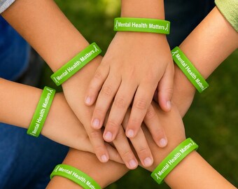Mental Health Matters Green Wristbands | Youth Size 18cm | Wear It Green Day Mental Health Awareness