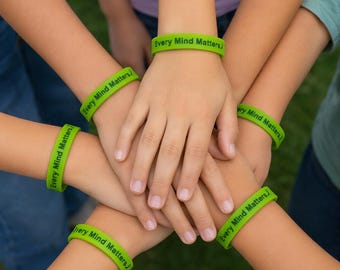 Every Mind Matters Green Wristbands | Youth Size 18cm | Wear It Green Day Mental Health Awareness
