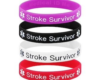 Stroke Survivor Silicone Medical Alert Wristbands - 4 Pack
