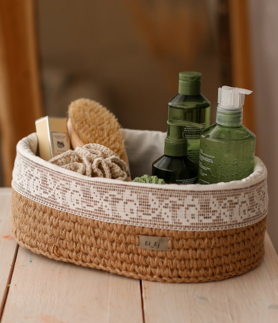 Cesta ovalada con una cubierta extraíble para almacenamiento | Etsy